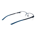 Nike Blue Men Glasses Frame with metal half-rim, rectangular style, and blue frame for men.