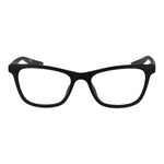 Nike Black Women Glasses Frame, stainless steel full-rim cat eye style with plastic demo lenses, size 52, for women.
