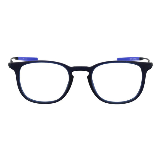Nike Blue Unisex Glasses Frame in titanium full-rim round style with demo lenses, size 49-20-145, blue color, unisex design.