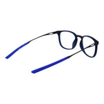 Nike Blue Unisex Glasses Frame full-rim round titanium with demo lenses, size 49-20-145, blue color, lightweight and stylish.