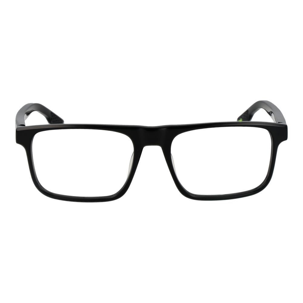 Nike Black Men Glasses Frame with full-rim square acetate design, demo lenses, 54-18-145 size, and branded case included.
