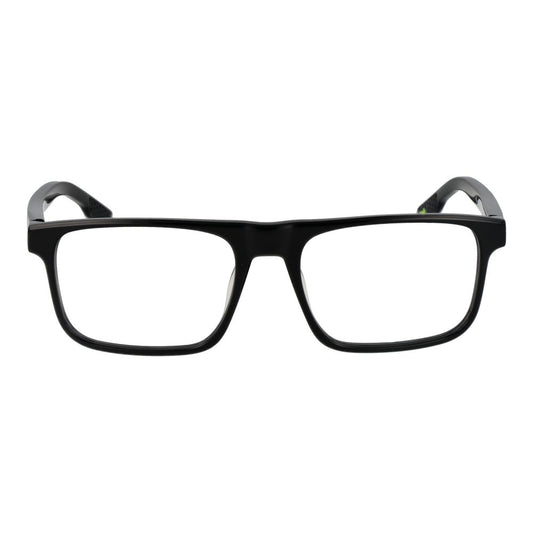 Nike Black Men Glasses Frame with full-rim square acetate design, demo lenses, 54-18-145 size, and branded case included.