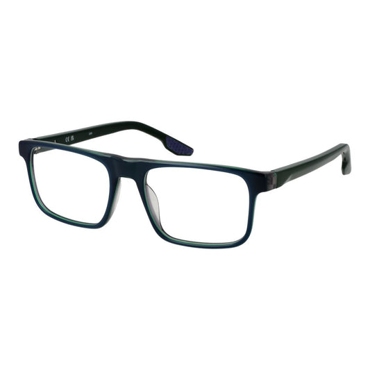 Nike Blue Men Glasses Frame in acetate, full-rim style with square shape. Size 54-18-145, color blue, with demo lenses and no spring hinge.