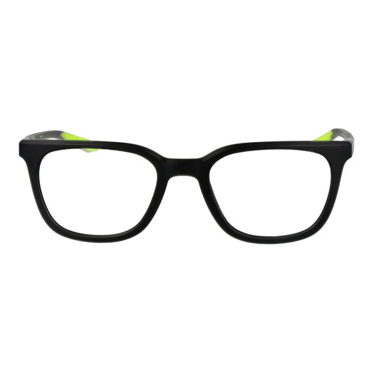 Nike Black Men Glasses Frame, metal full-rim square design with plastic demo lenses, size 52-20-140, black color.