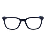 Nike Blue Men Glasses Frame, full-rim metal design with demo plastic lenses, square style for men, includes branded case.