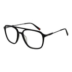 Fila Black Men Glasses Frame in stainless steel, full-rim, aviator style with demo lenses, 54mm width, black color, perfect for stylish men.