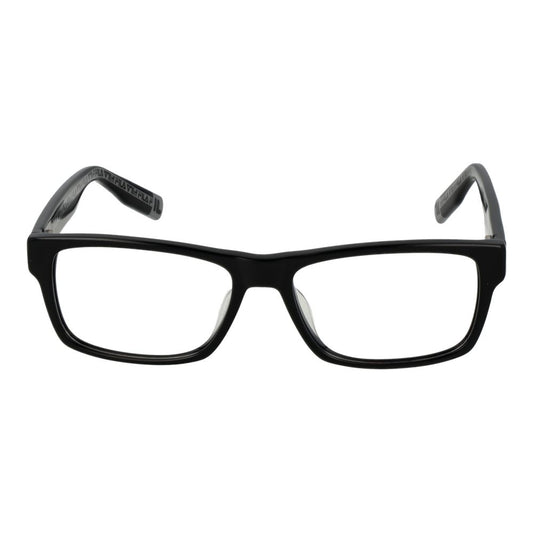 Fila Black Men Glasses Frame with full-rim black cellulose acetate design, rectangular style, and spring hinges. Size 52-15-145.