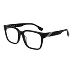 Fila Black Unisex Glasses Frame in cellulose acetate, full-rim square style, with demo lenses and spring hinge.