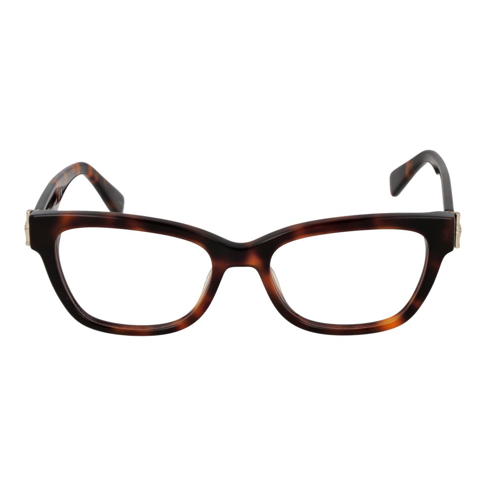 Longchamp Brown Women Glasses Frame with full-rim acetate design and rectangular style, ideal for a chic look.
