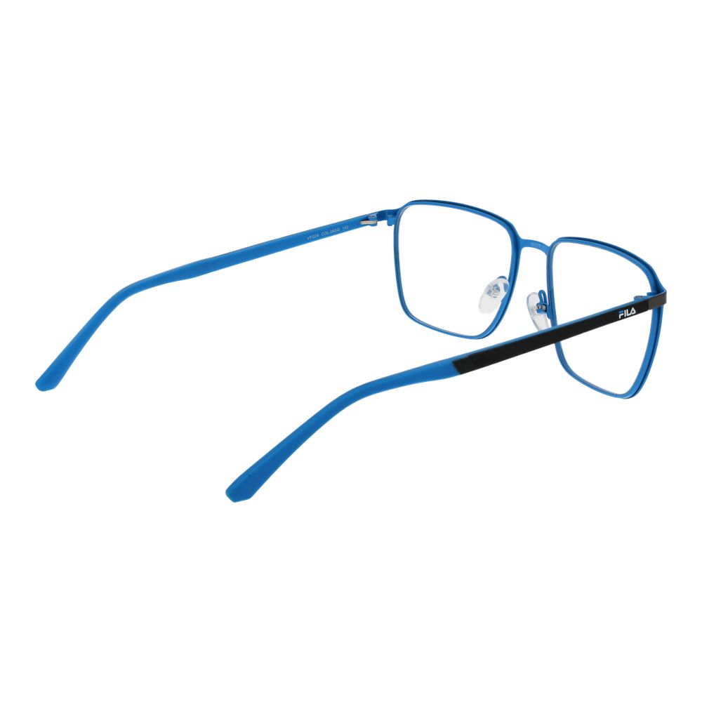 Fila Gray Men Glasses Frame, full-rim square style, rubber gunmetal frame with demo lenses, size 56-17-140.