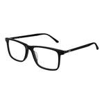 Fila Black Men Glasses Frame, full-rim black plastic rectangular eyewear for men, demo lenses, size 55-16-140 with branded case.