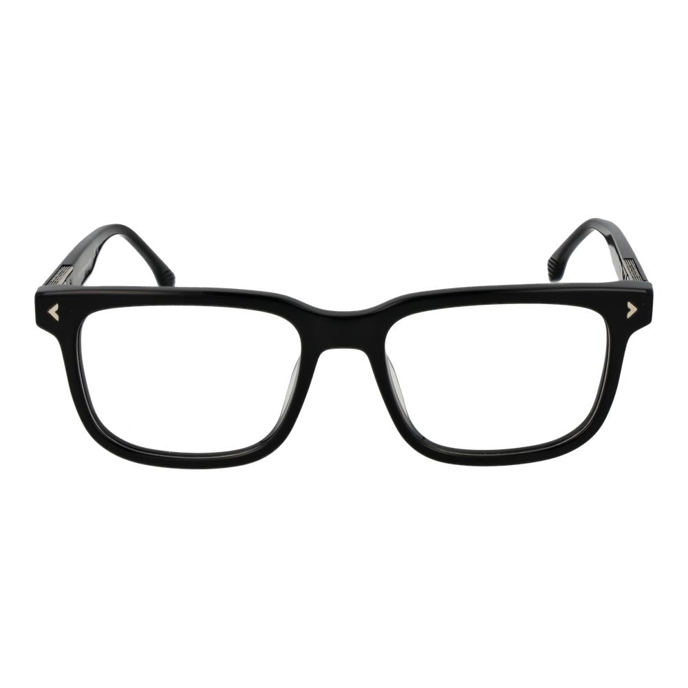 Lozza Black Men Glasses Frame in full-rim black cellulose acetate with demo lenses, size 54-18-145, rectangle style.