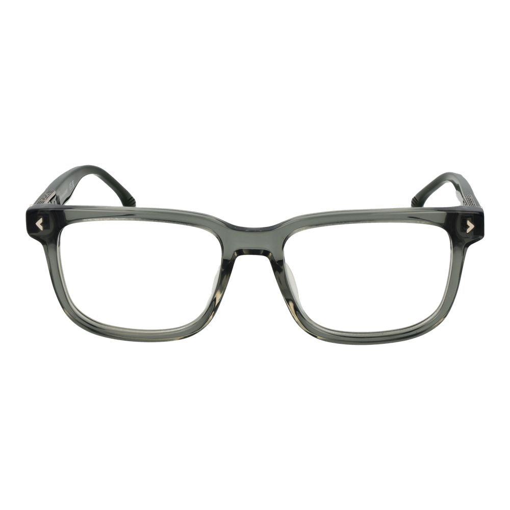 Lozza Gray Men Glasses Frame in cellulose acetate with full-rim rectangle style, demo plastic lenses, and 145mm temples.