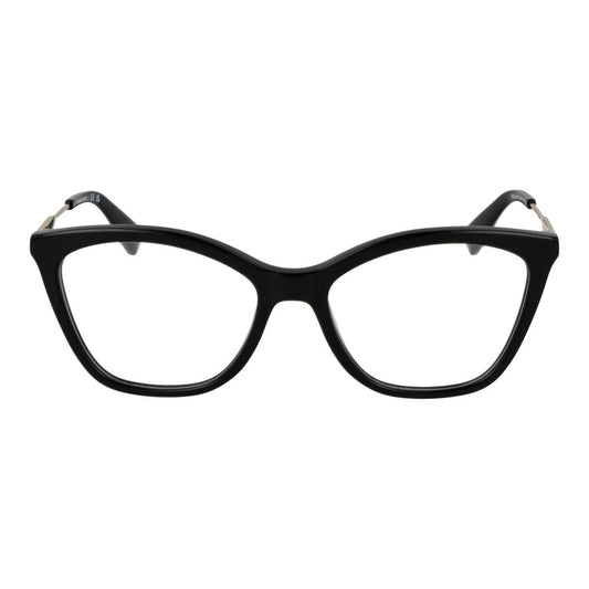 Longchamp Black Women Glasses Frame, rectangle full-rim black metal with demo lenses, spring hinge, size 54-17-145