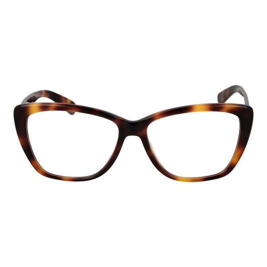 Longchamp Brown Women Glasses Frame with acetate full-rim cat eye design and demo lenses, includes branded case, 53-14-140 size.