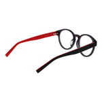 Fila Black Unisex Glasses Frame made of cellulose acetate with full-rim panto style and demo lenses, size 50-19-140.