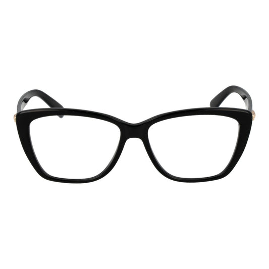 Longchamp Black Women Glasses Frame in acetate, full-rim cat eye style with demo lenses, size 53-14-140, includes branded case.