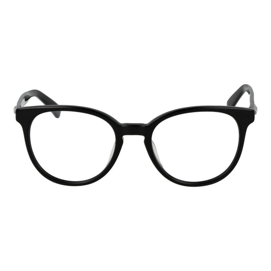 Longchamp Black Women Glasses Frame in full-rim panto style with cellulose acetate material, demo lenses, and branded case included.