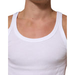 Dolce & Gabbana White Sleeveless Round Neck Tank Top T-shirt with minor front stains, 100% cotton, made in Italy.