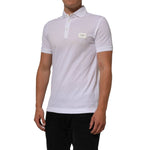 Dolce & Gabbana White Collared Short Sleeves Polo Men T-shirt in cotton with button closure and logo detail, perfect for a casual look.