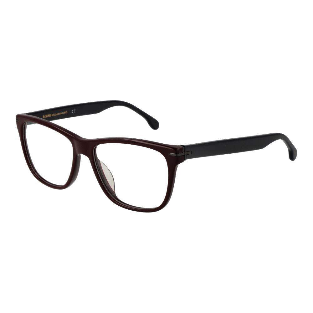Lozza Brown Men Glasses Frame with full-rim cellulose acetate material, rectangle style, and demo plastic lenses. Frame width 135mm, size 54-16-145.
