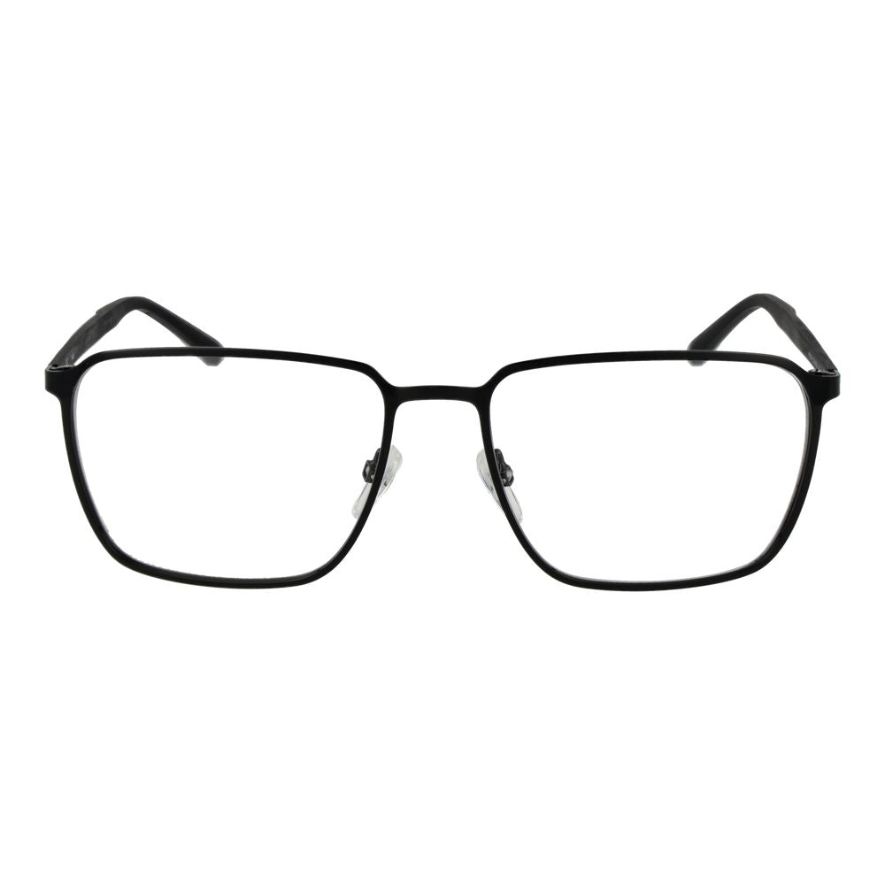 Fila Black Men Glasses Frame with full-rim square design, metal and plastic material, demo lenses, 56-17-140 dimensions.
