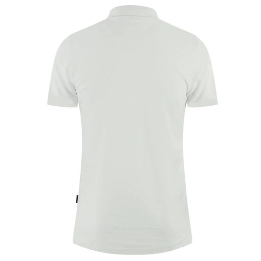 Back view of Aquascutum White Cotton Polo Shirt with short sleeves and classic design.