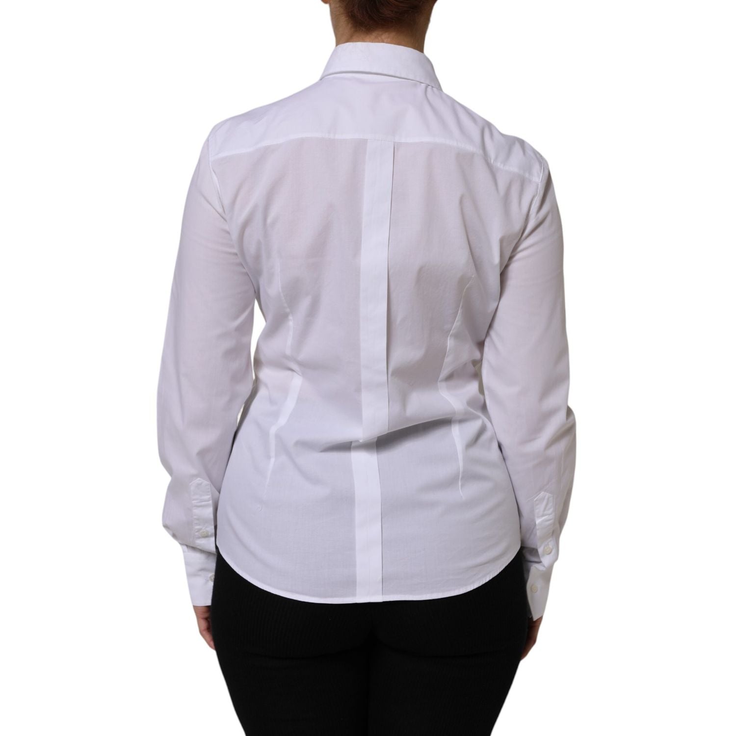 Dolce & Gabbana White Cotton Collared Buttoned Dress Shirt Top