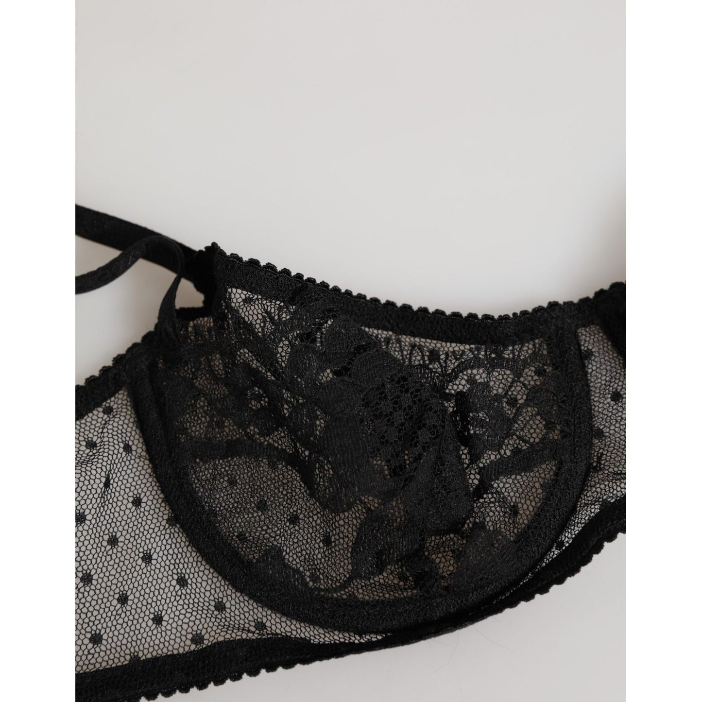 Dolce & Gabbana Black Floral Underwired Balconette Bra Underwear with delicate lace and supportive underwiring detail