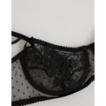 Dolce & Gabbana Black Floral Underwired Balconette Bra Underwear with delicate lace and supportive underwiring detail