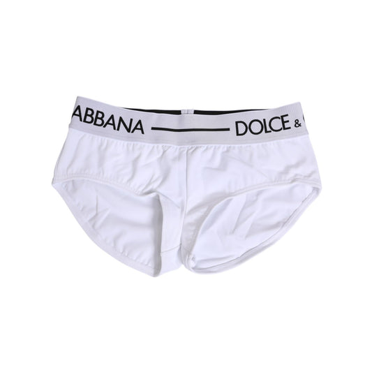 Dolce & Gabbana White Nylon Logo Waistband Shorts Underwear, sleek and stylish Italian-made briefs, featuring iconic logo detail.