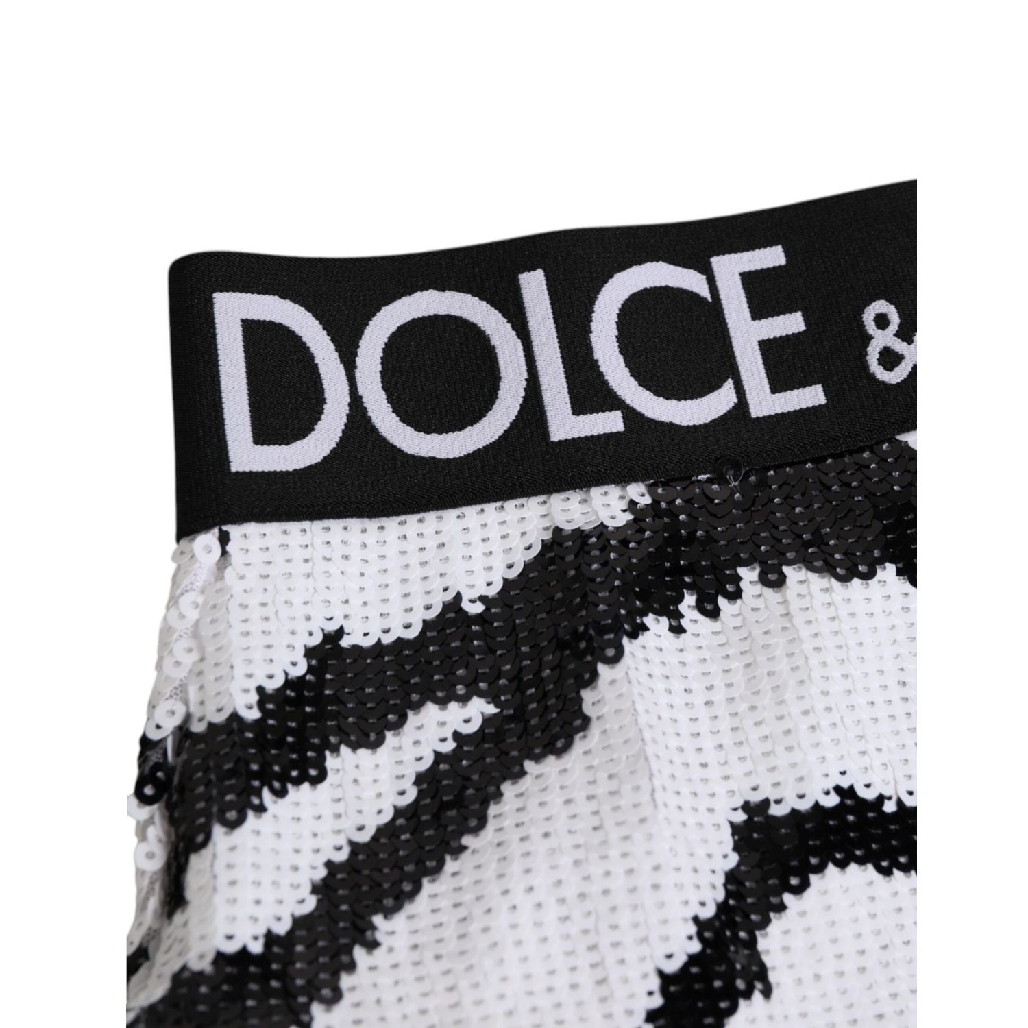 Dolce & Gabbana Black White Sequin High Waist Panty Underwear
