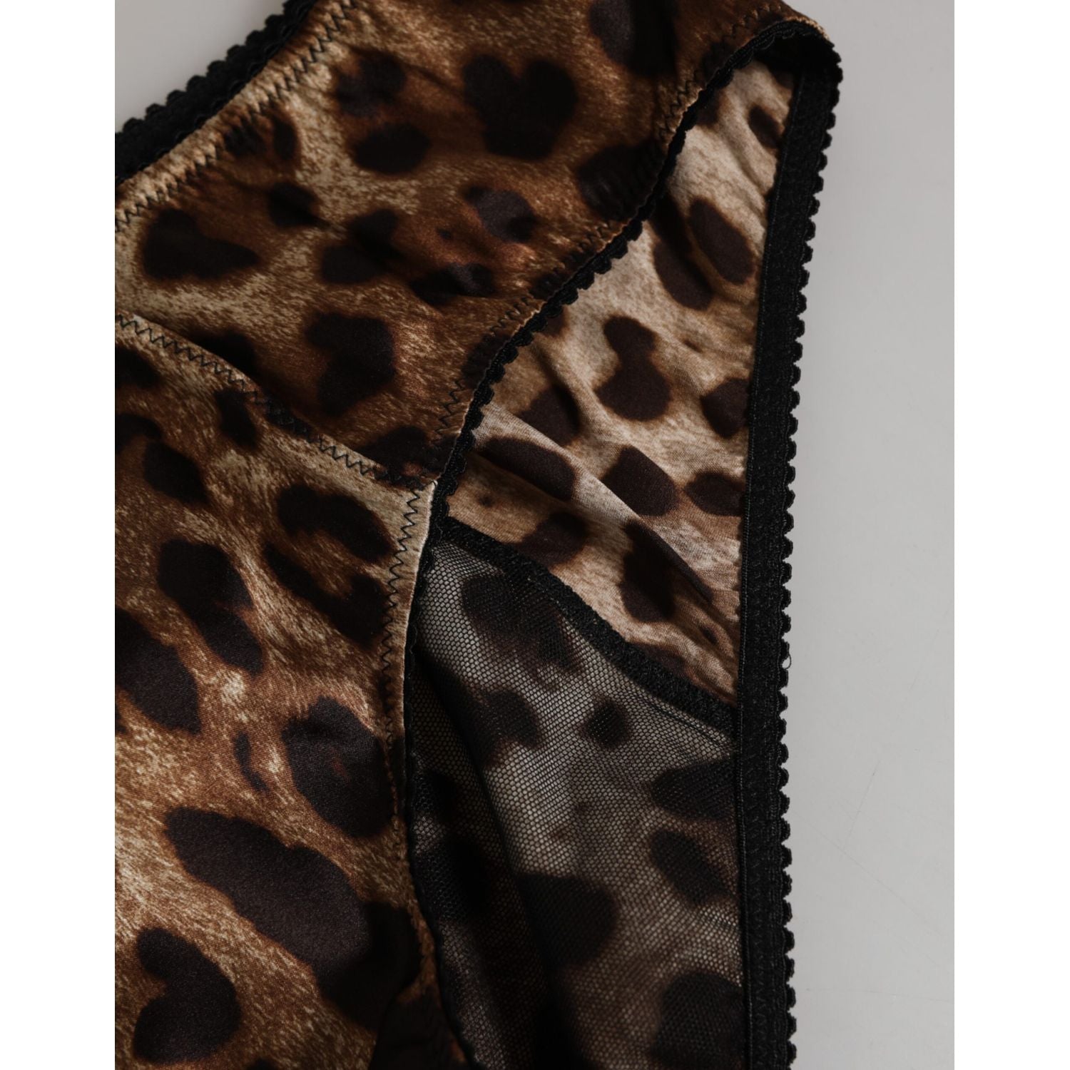 Dolce & Gabbana Brown Leopard Silk Mid Waist Panty Underwear