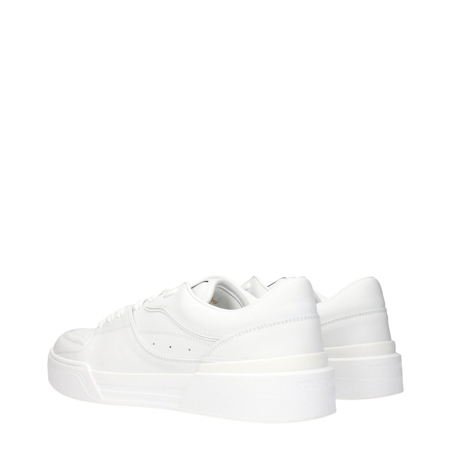 Dolce & Gabbana White Leather Low Top Sneakers featuring back logo and premium design, perfect for stylish casual wear.