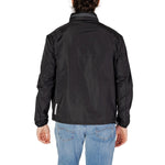 Back view of Armani Exchange Black Polyester Jackets & Coat with zip closure and reflective details.