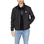 Armani Exchange Black Polyester Jackets & Coat, lightweight men's jacket with zip closure and reflective details, perfect for everyday wear