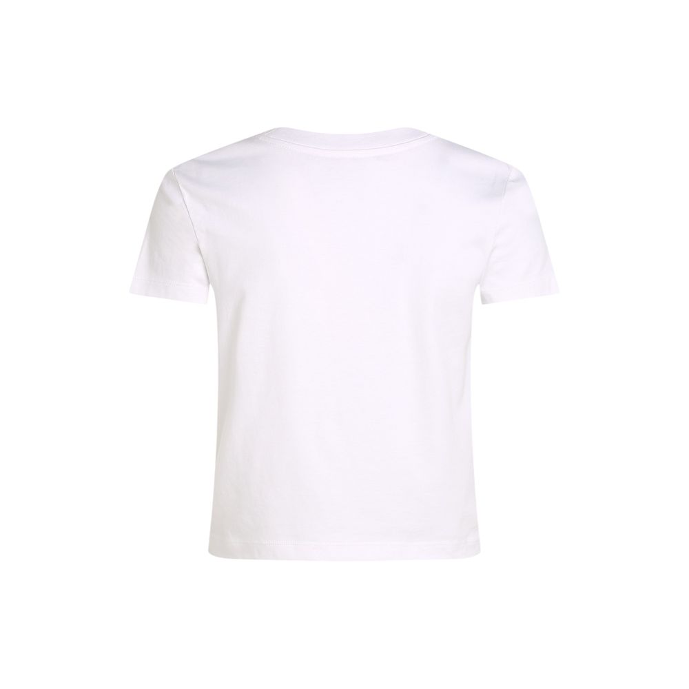 Back view of Calvin Klein Jeans White Recycled Cotton T-Shirt showcasing short sleeves and sustainable design.