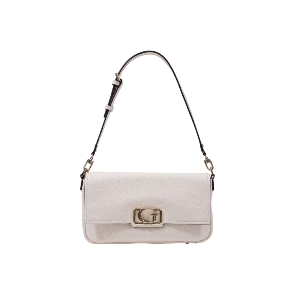 Guess Pink Polyethylene Handbag with metal logo buckle, elegant and versatile bag for women.