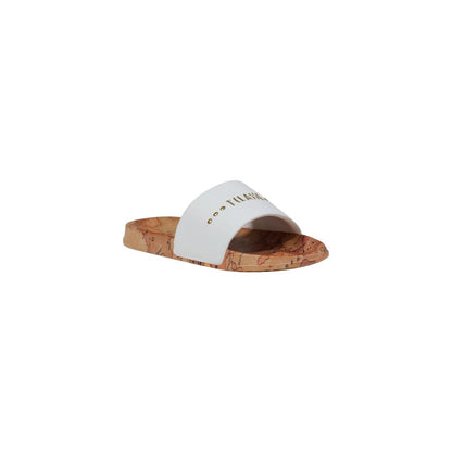 Alviero Martini Prima Classe White Polyethylene Slippers, stylish women's slide sandals with cushioned sole and brand details.