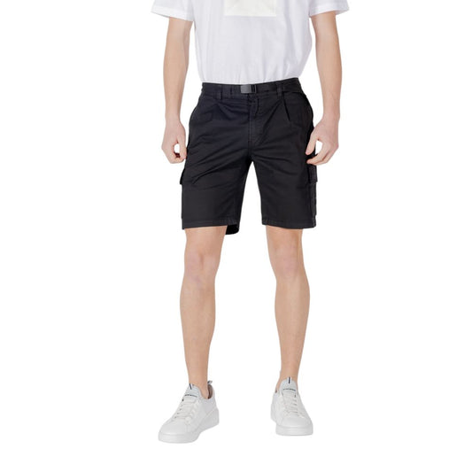 Hugo Boss Black Cotton Bermuda Shorts for men, stylish summer essential, made with 97% cotton and 3% elastane for comfort and optimal fit.