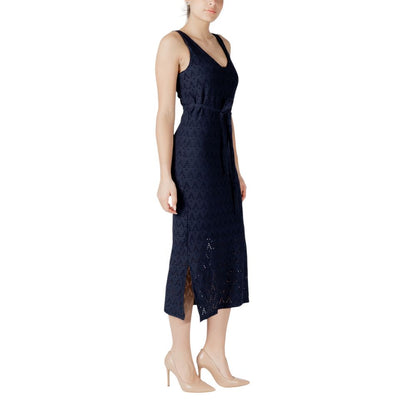 Vila Clothes Blue Recycled Polyester Midi Dress