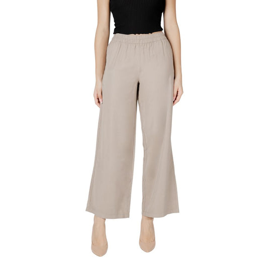 Only Beige Viscose Casual Pants