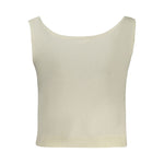 Guess Jeans White Polyester Shirt tank top with wide straps, wide neckline, and embroidered logo.
