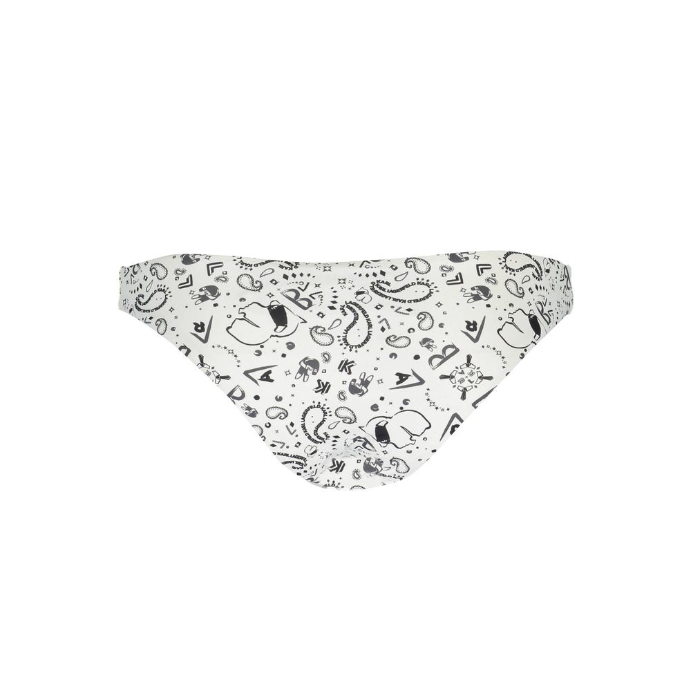 Karl Lagerfeld White Elastane Swimwear featuring printed swim briefs with logo details and lined interior.