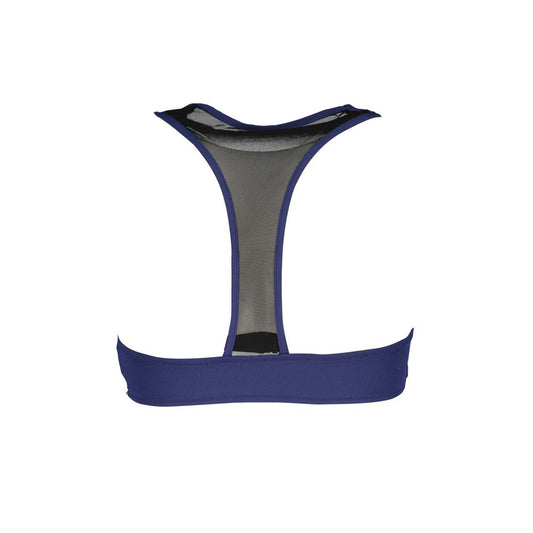 Back view of Karl Lagerfeld Blue Elastane Swimwear sporty top with lined interior and contrasting details.