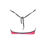 Karl Lagerfeld Red Elastane Swimwear - Bandeau swimsuit with neck lacing, clip closure, and logo detail