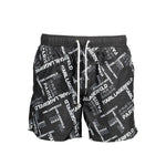 Karl Lagerfeld Black Polyester Swimwear with logo, elastic waistband, and contrasting details, featuring medium sea boxer style.