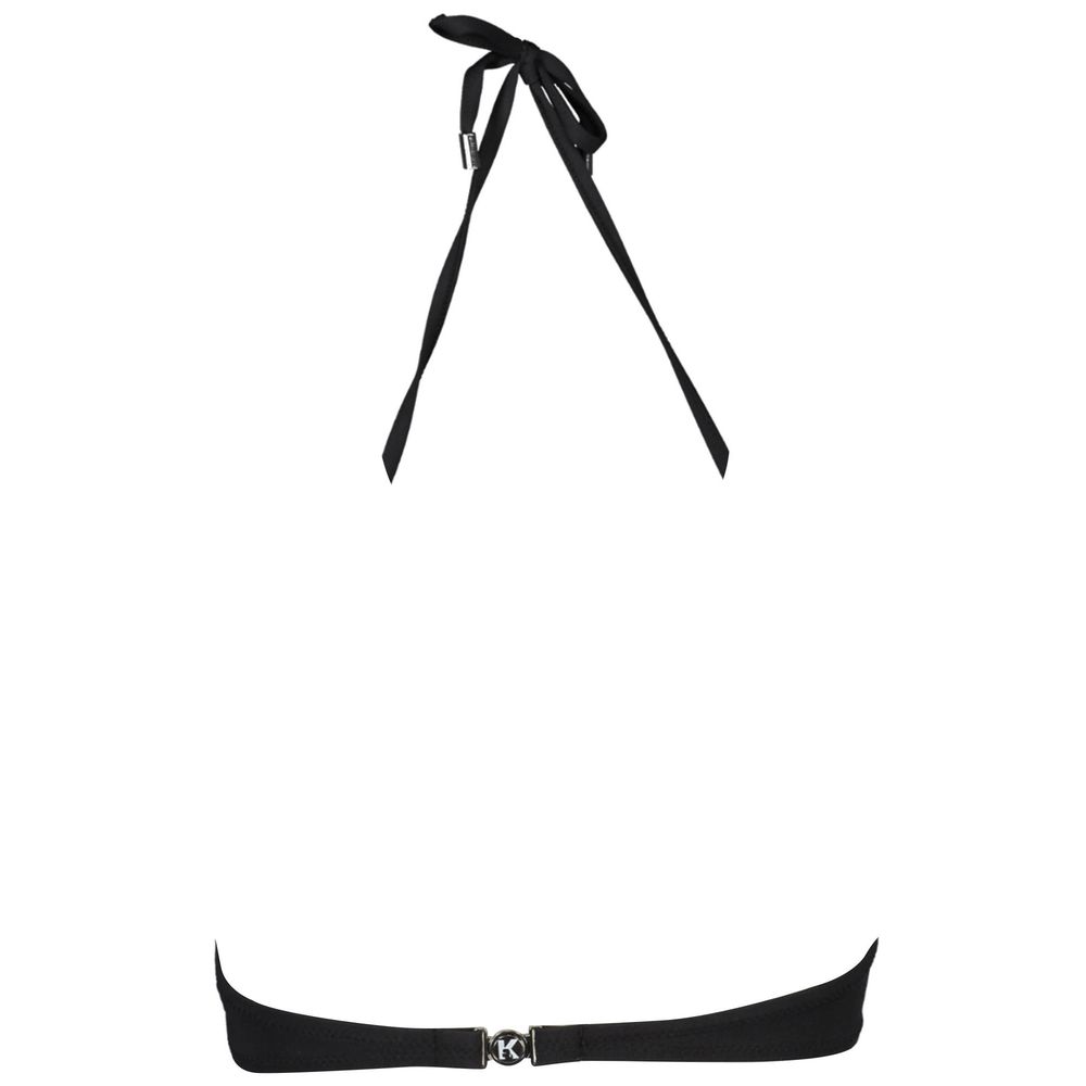Karl Lagerfeld Black Elastane Swimwear with neck tie and logo clip closure