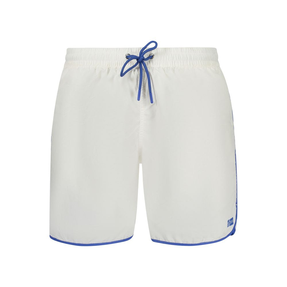 Norway 1963 White Polyamide Swimwear with elastic waist, contrasting details, and logo.