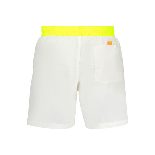 Norway 1963 White Polyamide Swimwear with elastic waist, contrasting details, 2 pockets, 1 back pocket, perfect for swim enthusiasts.